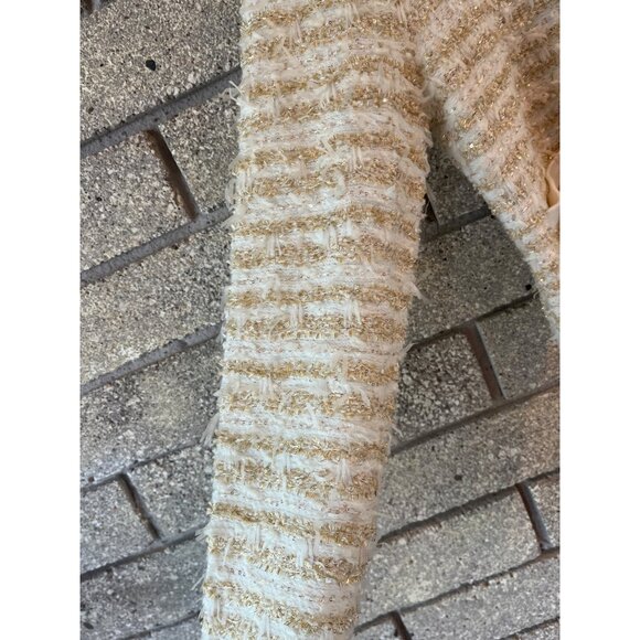 Gold Button Front Striped Bouclé Cardigan Sweater For Women - Express Size S Whi - Picture 6 of 13